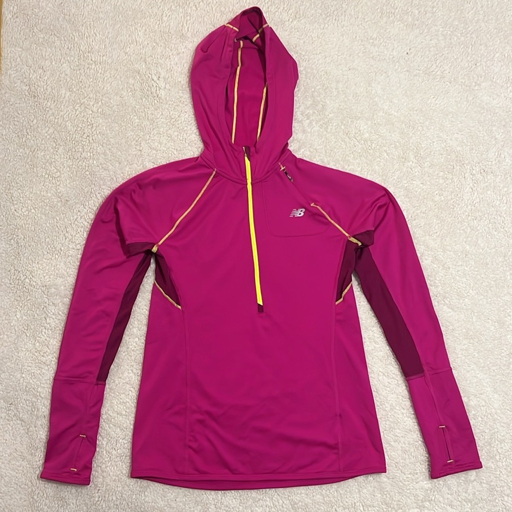 New Balance Dry Fit Half Zip Up Pullover Running Hoodie Pink Womens Size Small